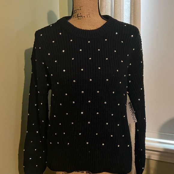 Nine West Black Rhinestone Sweater - size S, New w/Tags (NWT) - Picture 1 of 3